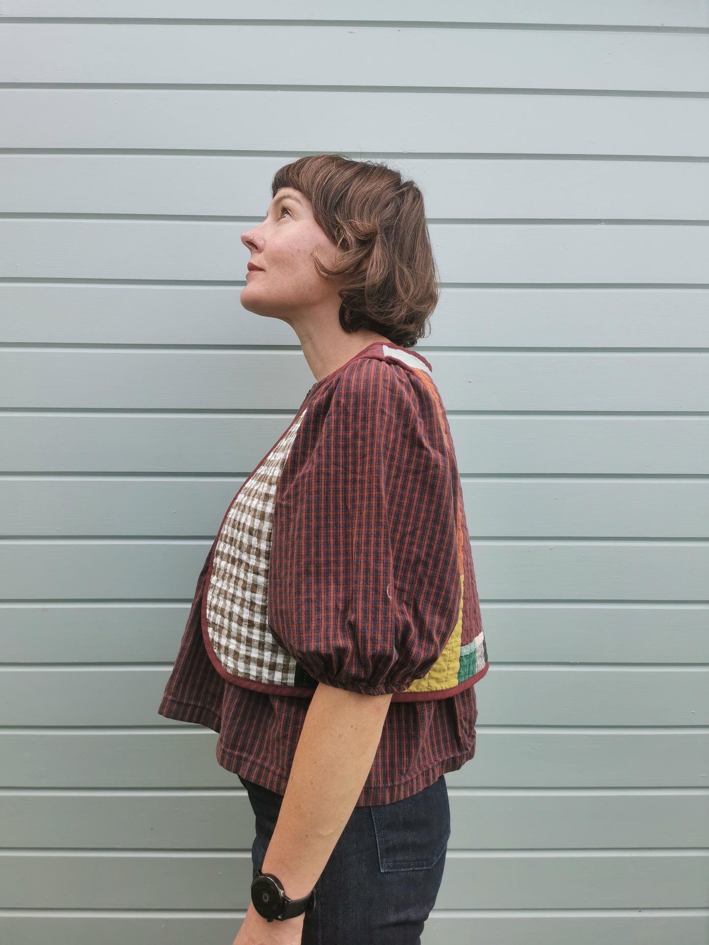 QUILTED VEST - Size XS - Linen Cotton Scrappy Patchwork