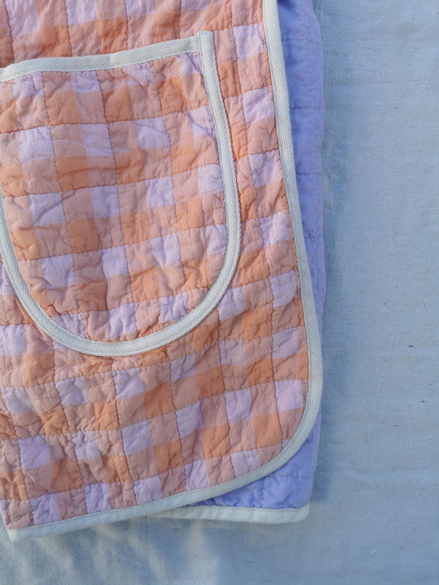 QUILT COAT - Size XS - Super Soft Gingham Seersucker with Lilac Lining