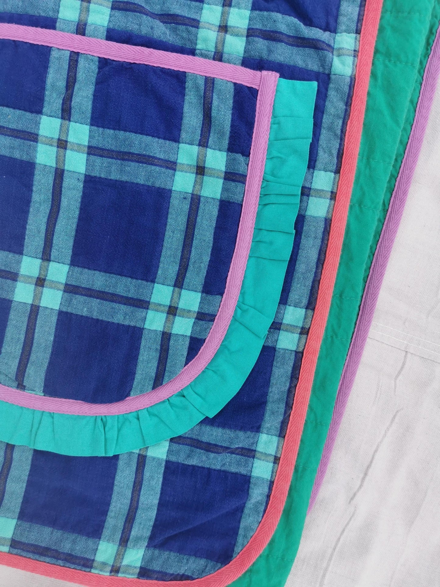 QUILT COAT - Size XL - Quilted Plaid with Pocket Ruffles