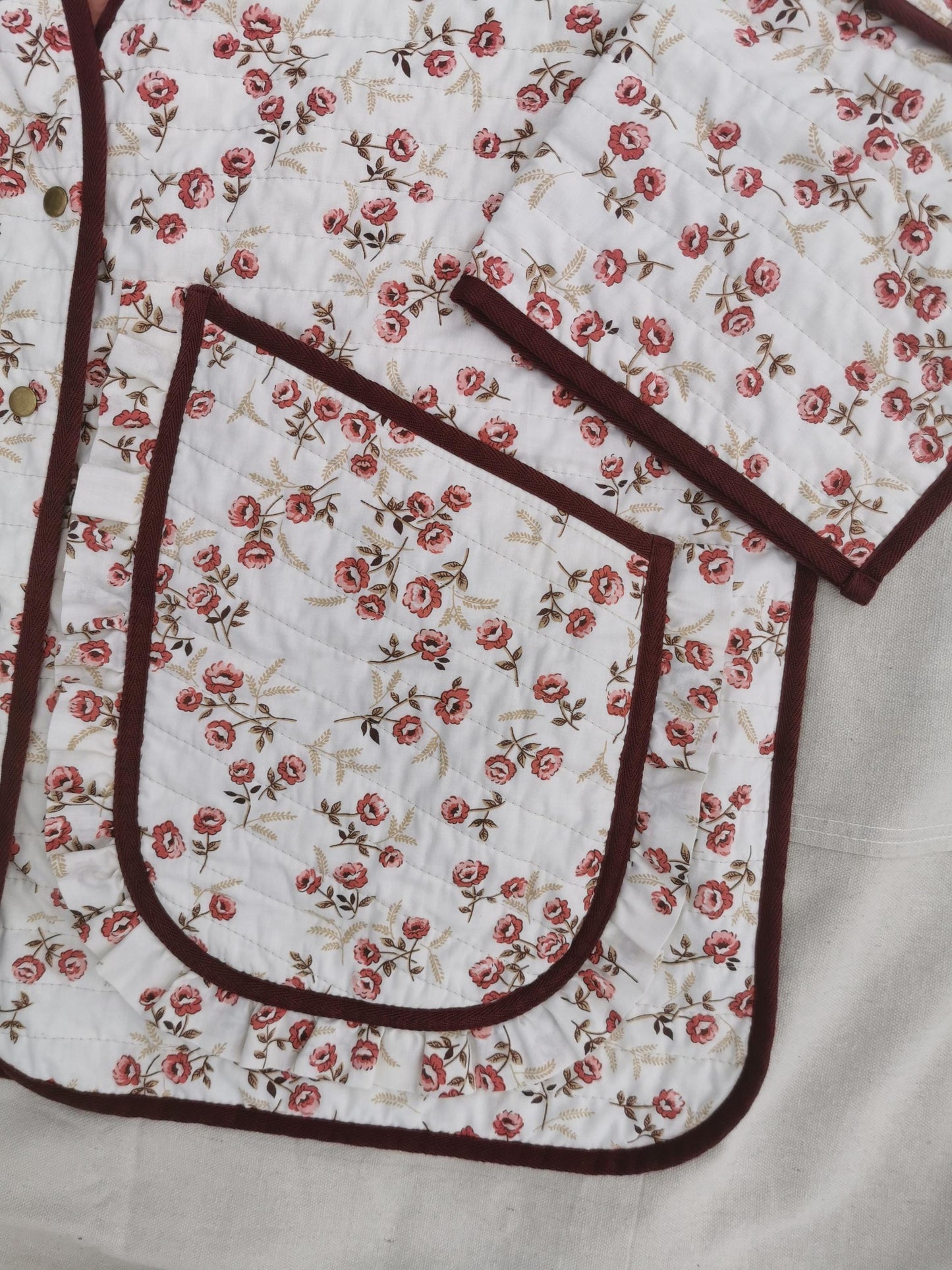 QUILTED JACKET - Size XL - Floral with Ruffles