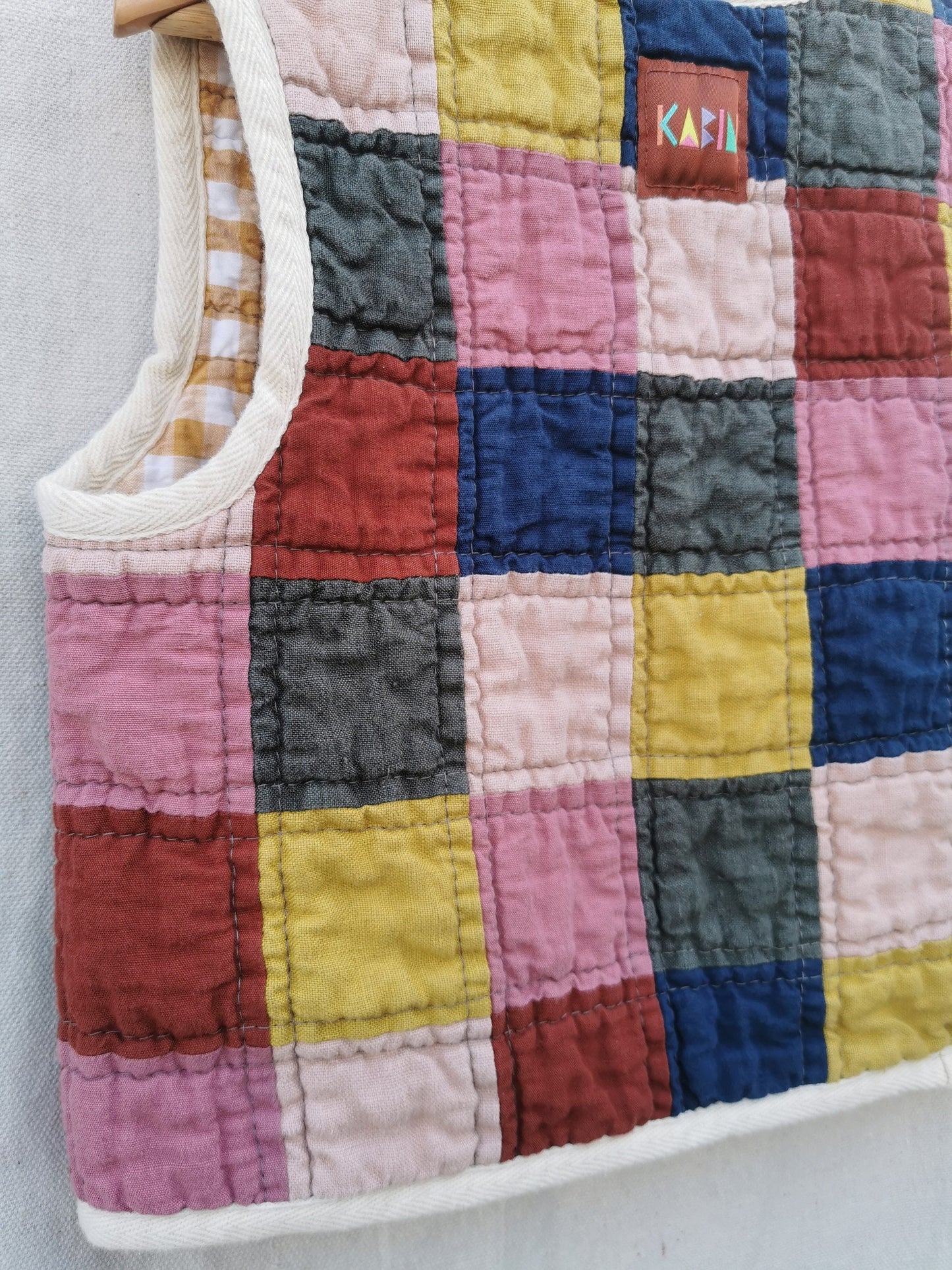 KIDS QUILTED VEST - Size 4 - Cotton, Linen and Hemp Patchwork