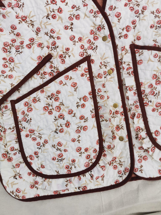 QUILTED JACKET - Size XL - Floral with Ruffles