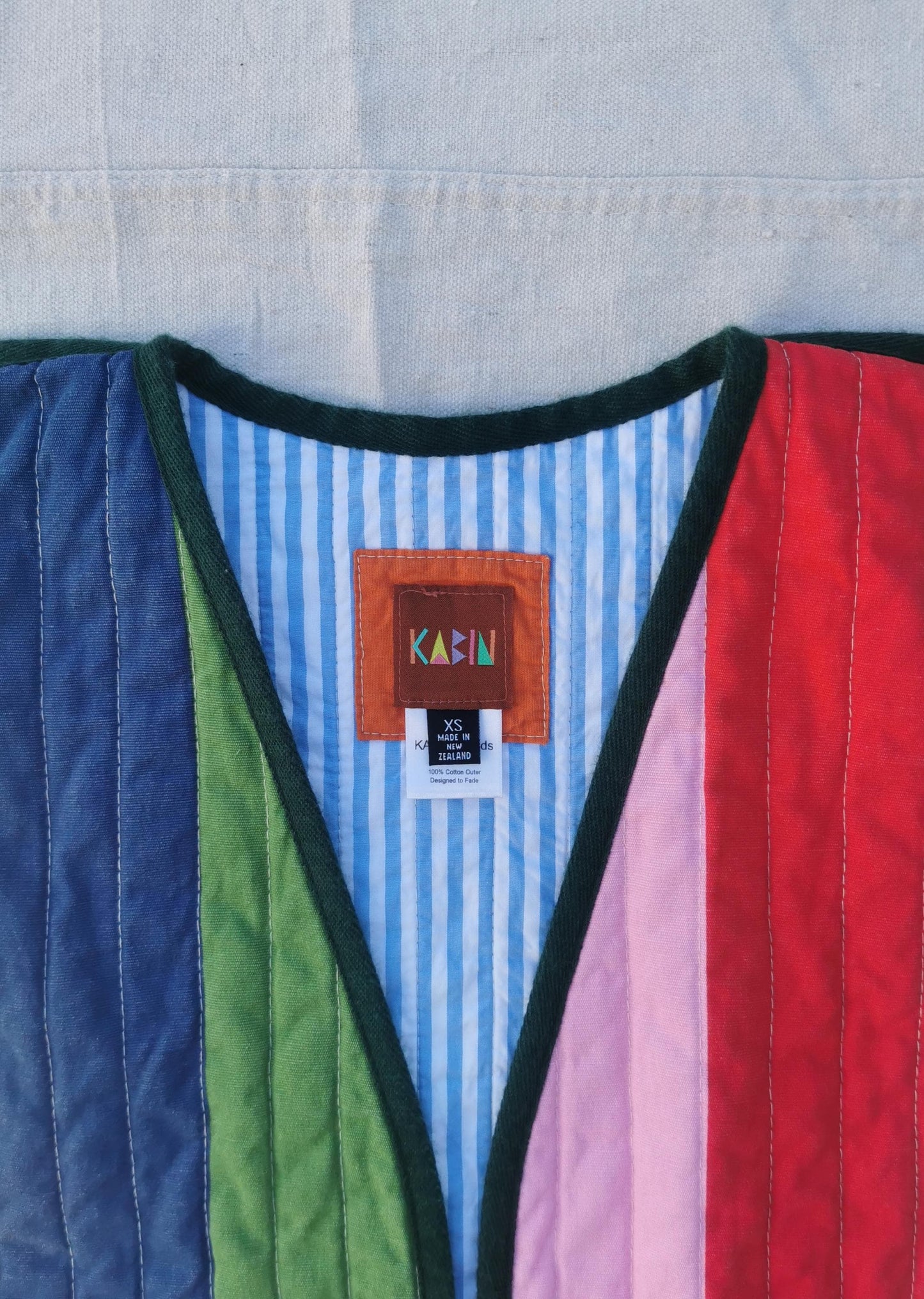 QUILT COAT - Size XS - Bold Stripes with Mini Stripe Lining