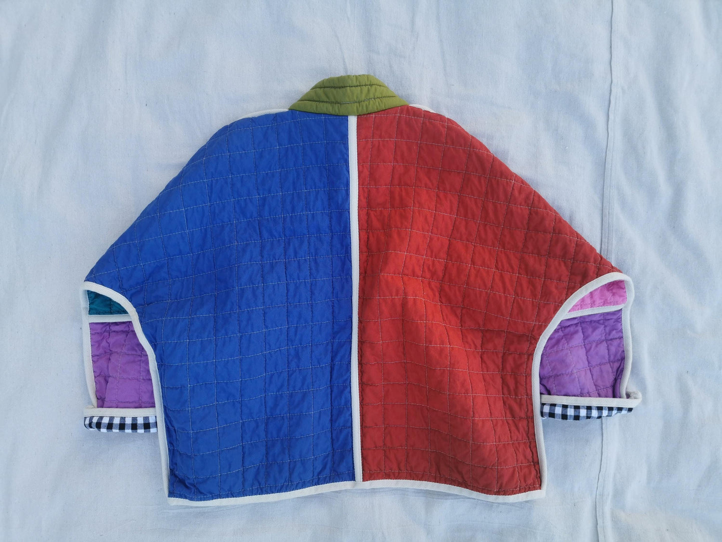QUILTED JACKET - Size S - Quilted Patchwork Colourblock