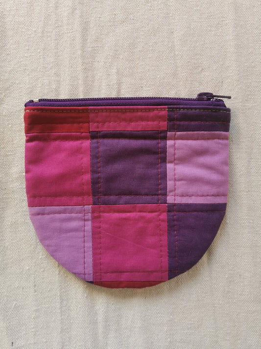 Medium Quilted Patchwork Rounded Zipper Pouch
