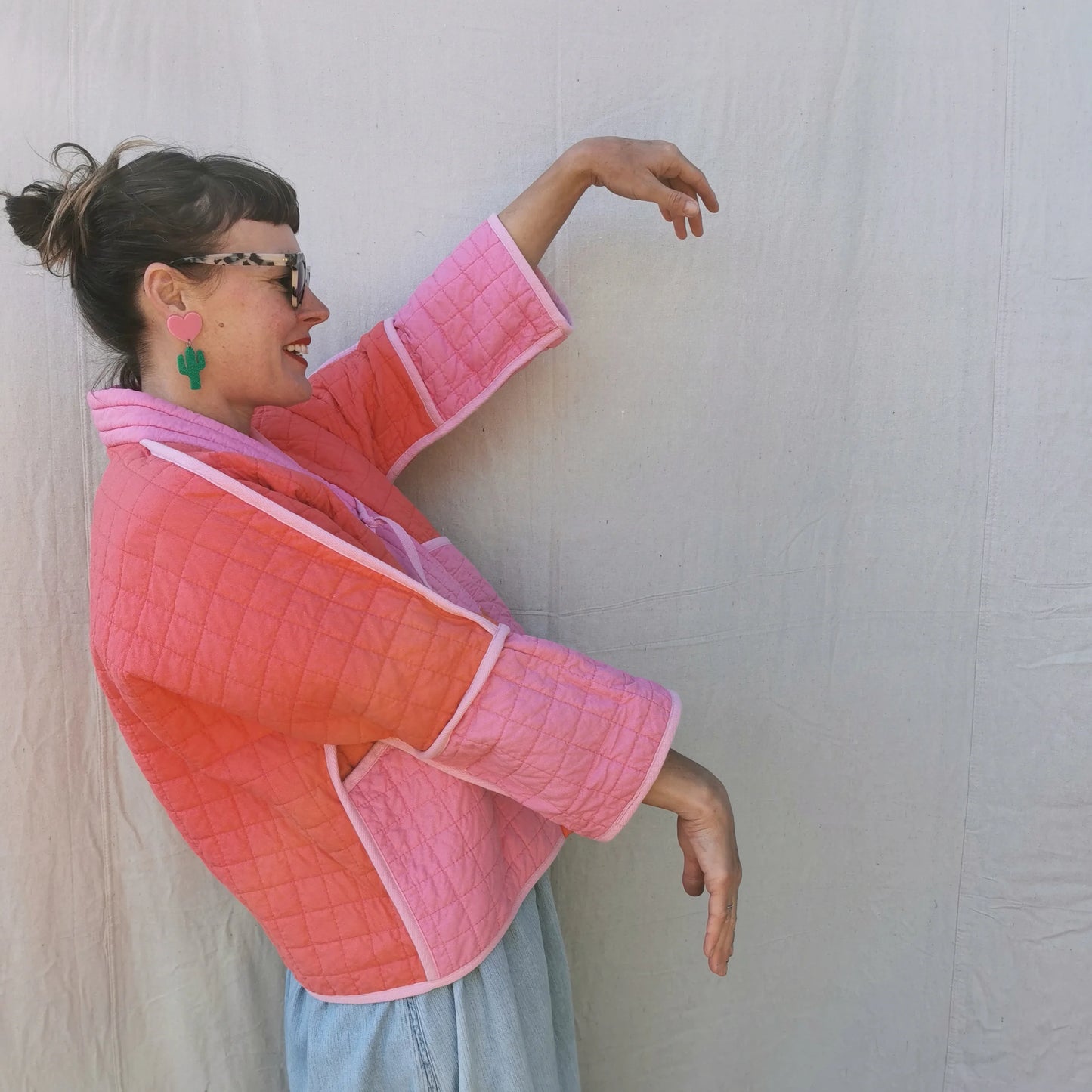 QUILTED JACKET - Size XL - Patchwork Colourblock