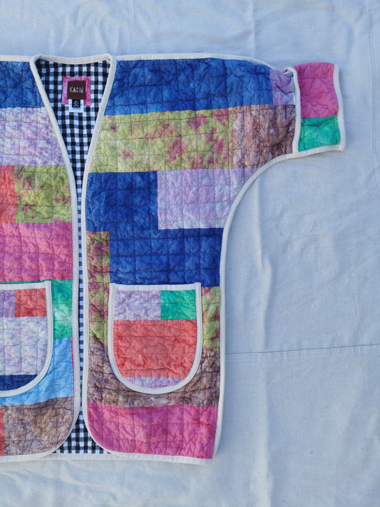 QUILT COAT - Size XS - Patchwork Quilted Cotton with Gingham Lining