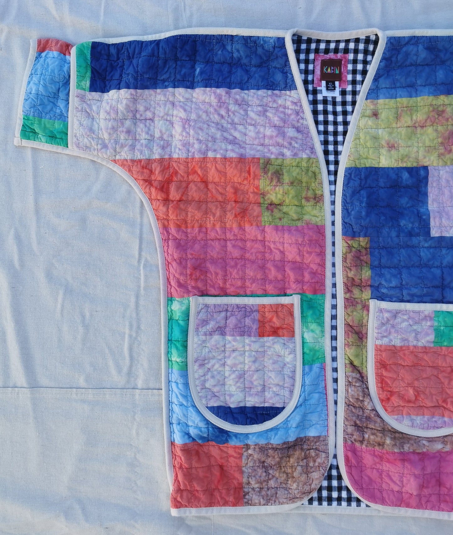 QUILT COAT - Size XS - Patchwork Quilted Cotton with Gingham Lining