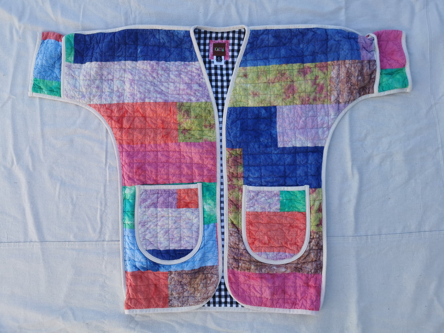 QUILT COAT - Size XS - Patchwork Quilted Cotton with Gingham Lining
