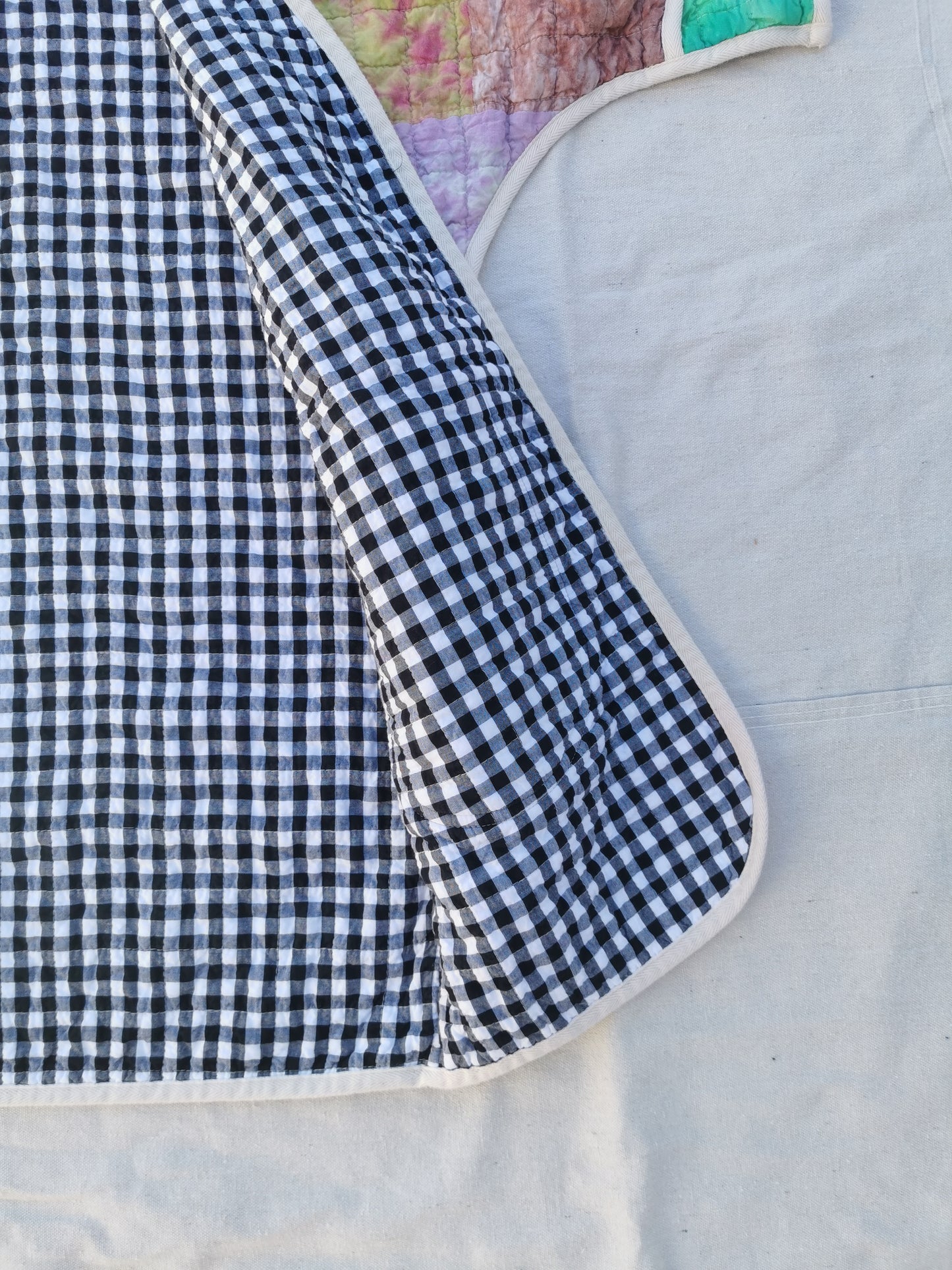 QUILT COAT - Size XS - Patchwork Quilted Cotton with Gingham Lining