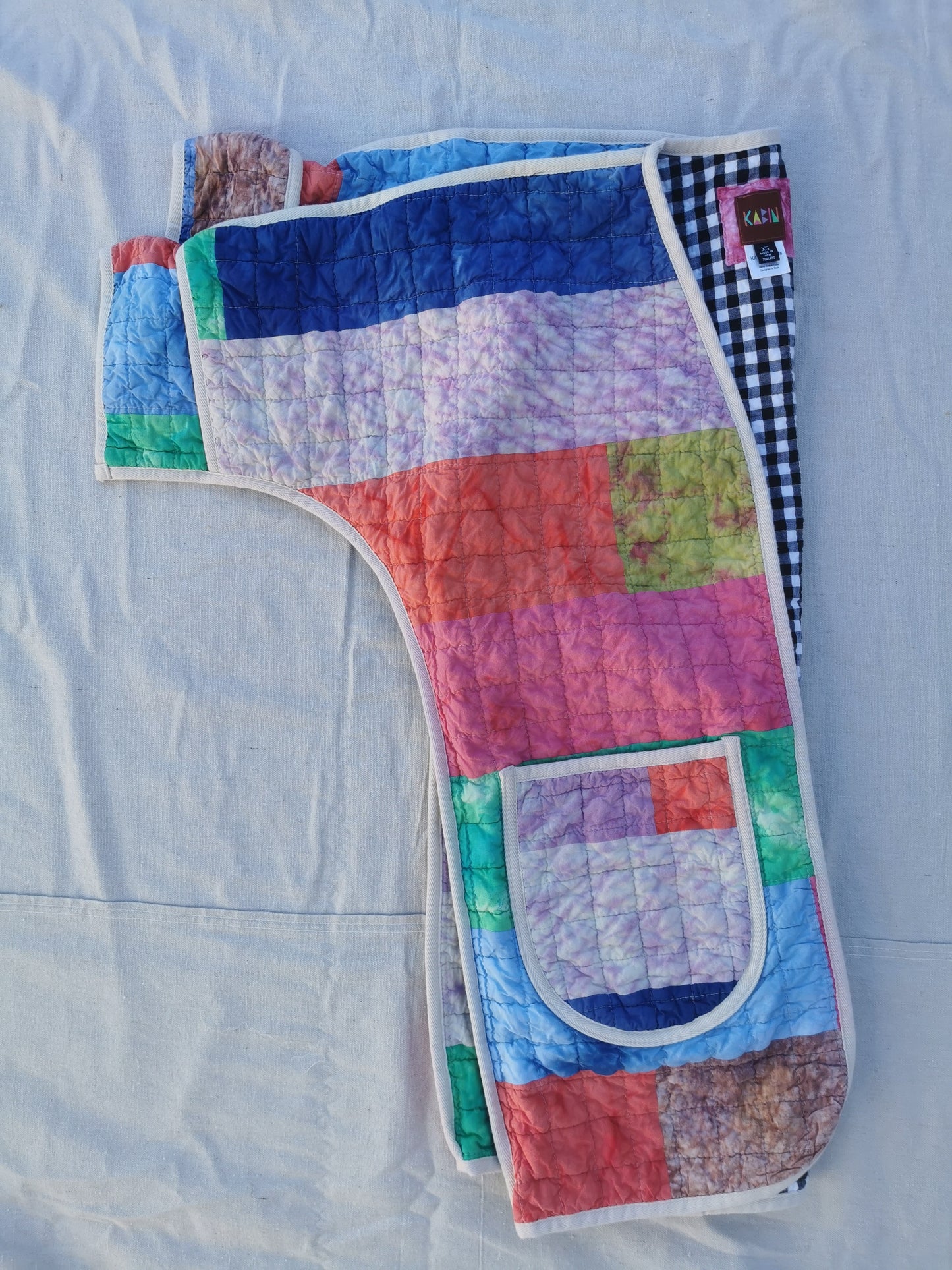 QUILT COAT - Size XS - Patchwork Quilted Cotton with Gingham Lining