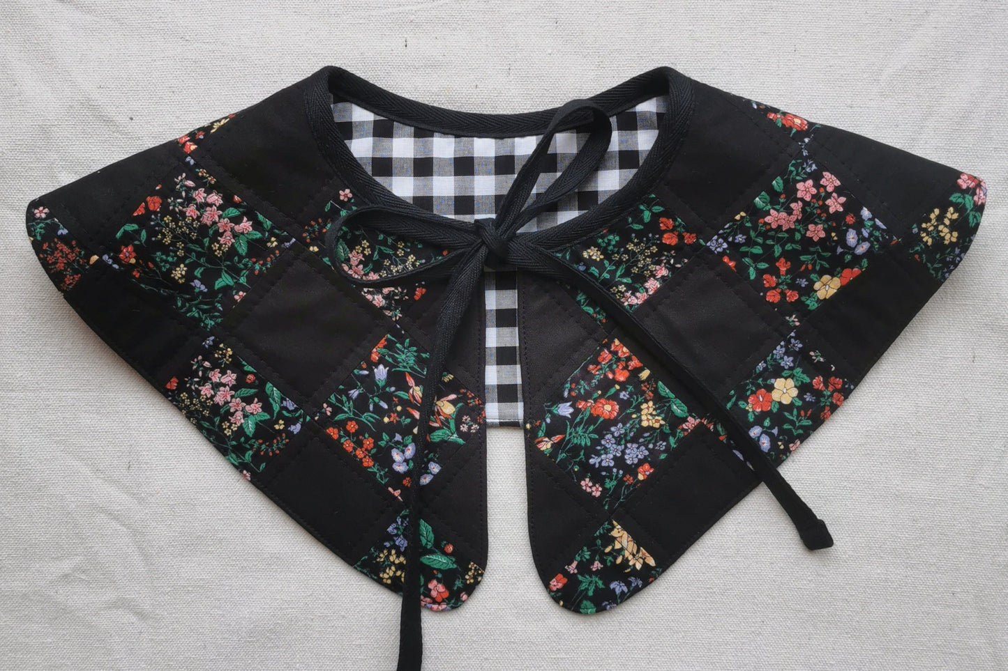 PATCHWORK QUILT COLLAR - Reversible - One of a Kind