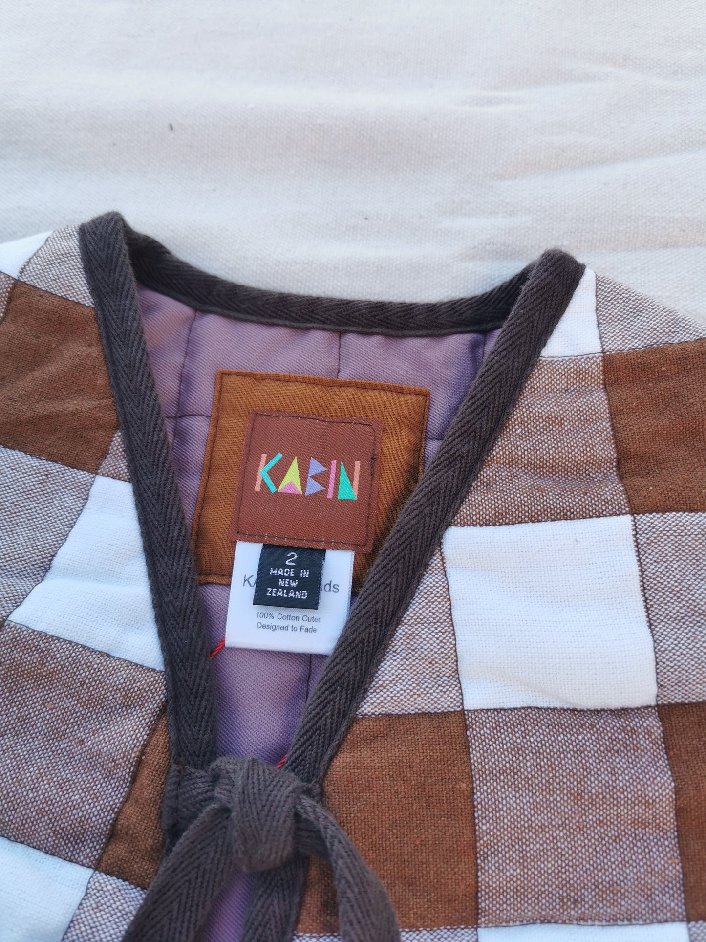 KIDS QUILTED VEST - Size 2 - Brown Gingham