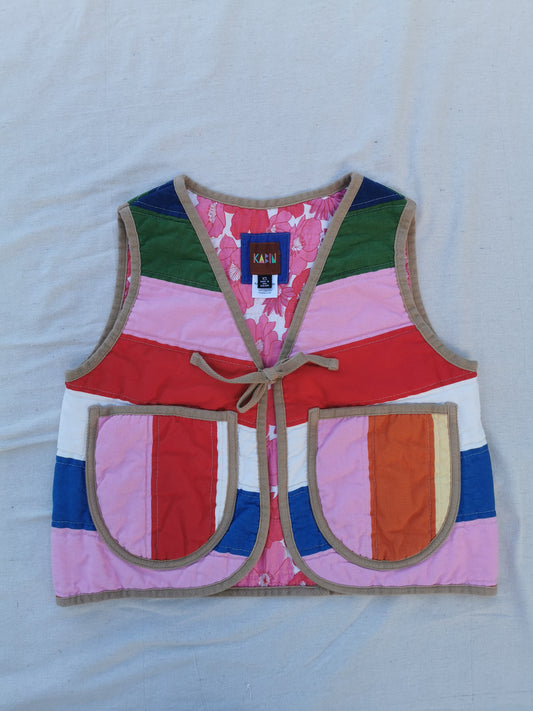 QUILTED VEST - Size XS - Bold Stripes