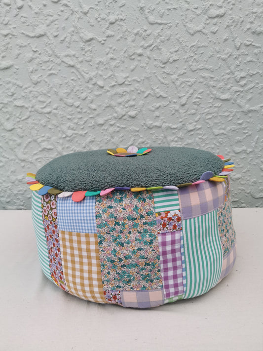 Improv Patchwork Flower Pouffe