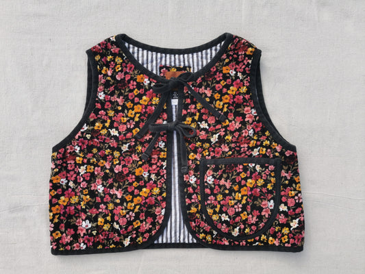 QUILTED VEST - Size XS - Floral Corduroy