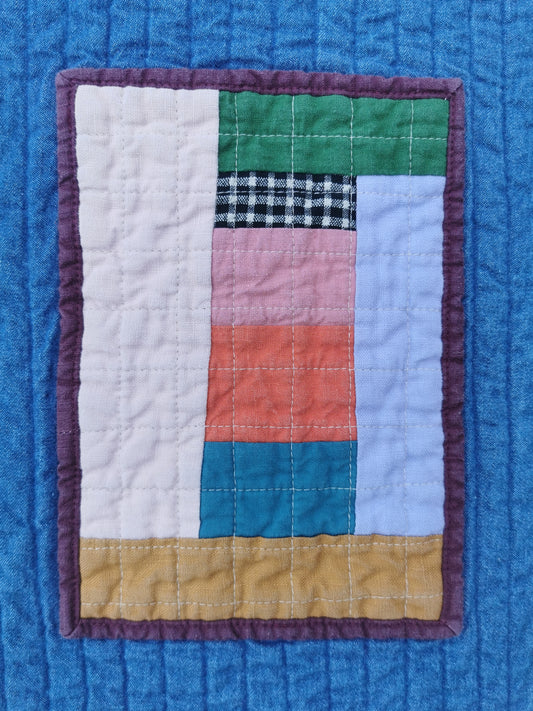 7/12 QUILTED ART VEST - Size M - Improv Patchwork with Side Ties