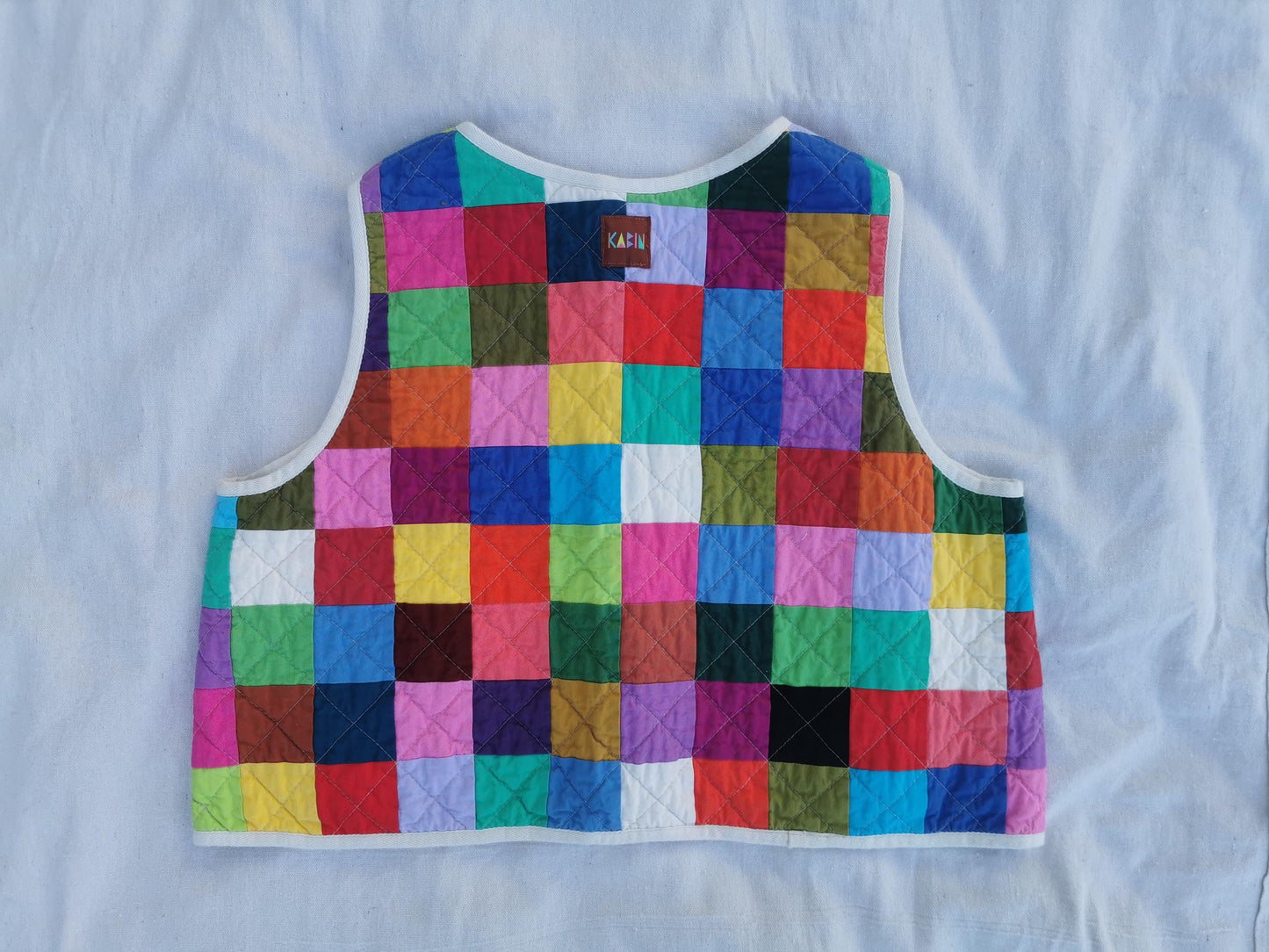 QUILTED VEST - Size L - Bright Patchwork