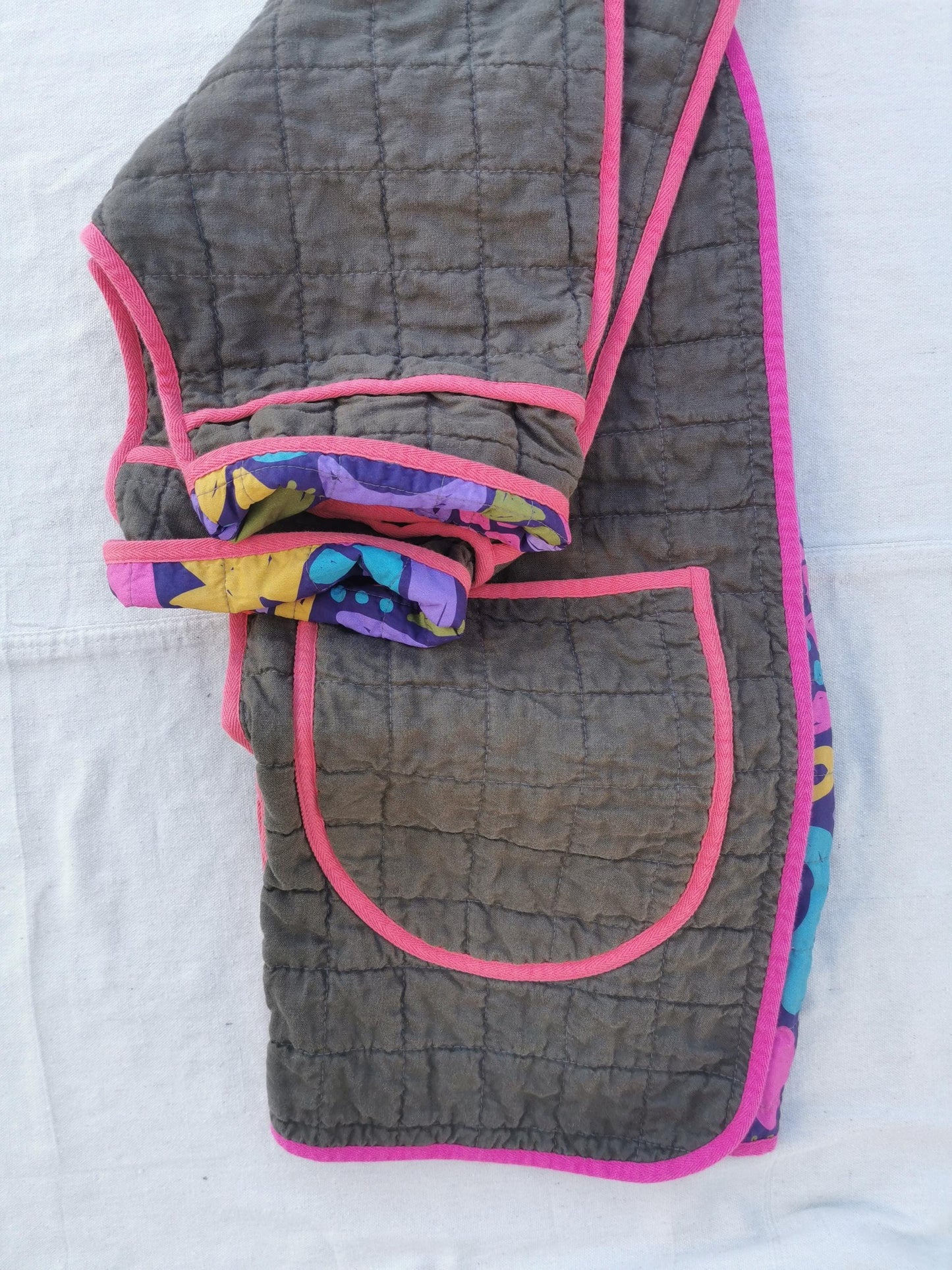 REVERSIBLE QUILT COAT - Size S-M - Quilted Linen with Ellie Whittaker Lining