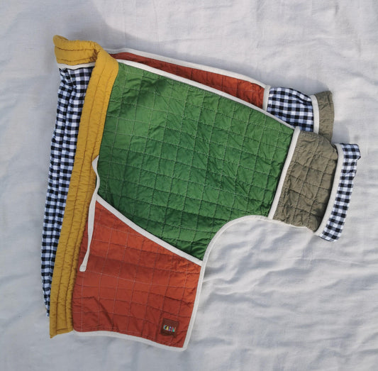 QUILTED JACKET - Size XL - Patchwork Colourblock