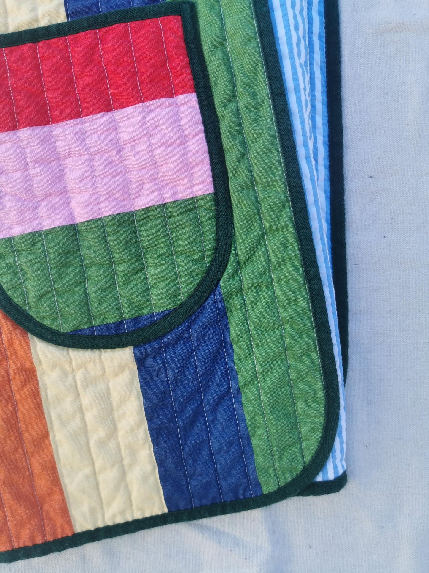 QUILT COAT - Size XS - Bold Stripes with Mini Stripe Lining