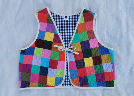 QUILTED VEST - Size L - Bright Patchwork