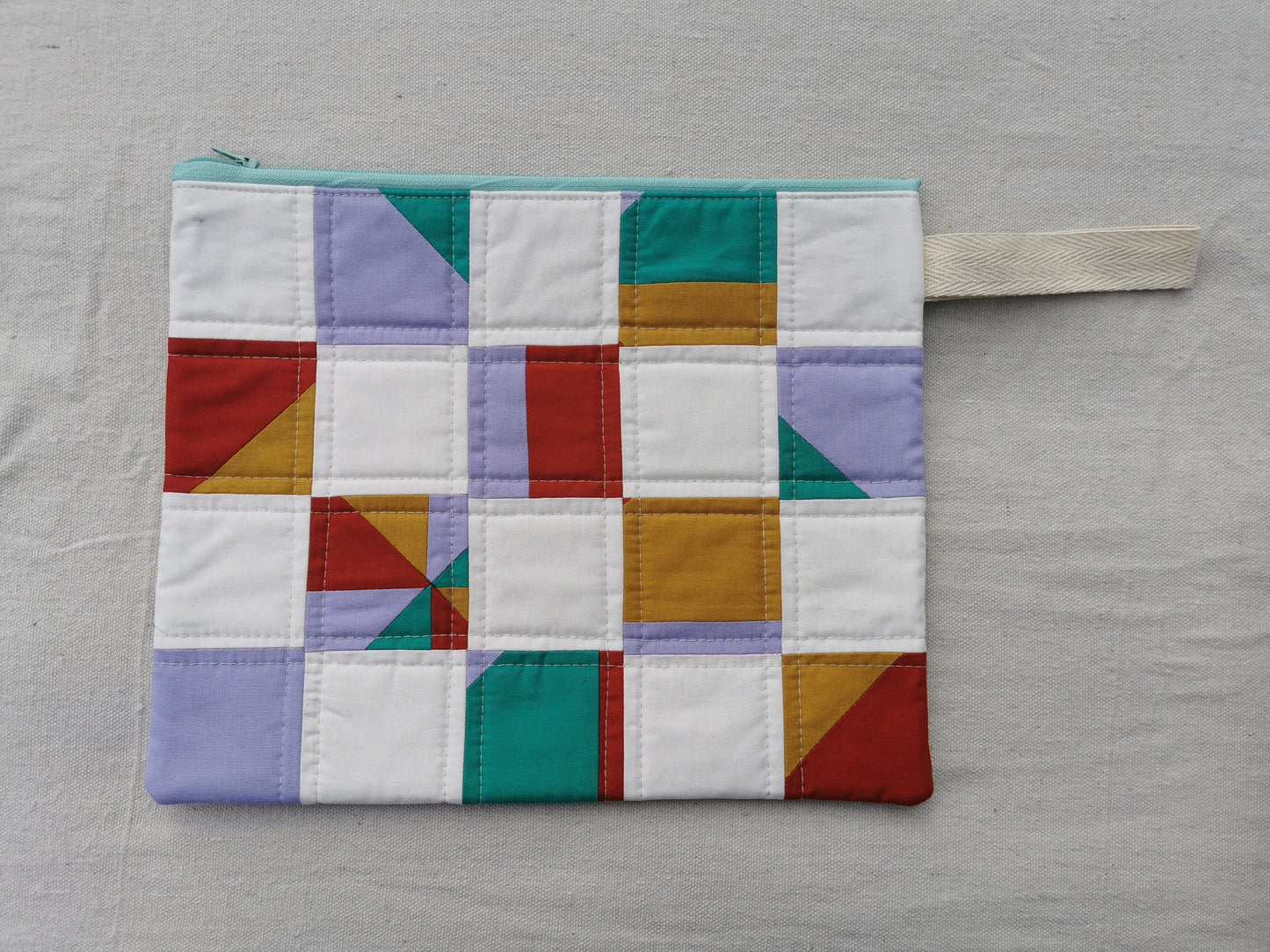 Large Quilted Patchwork Zipper Pouch