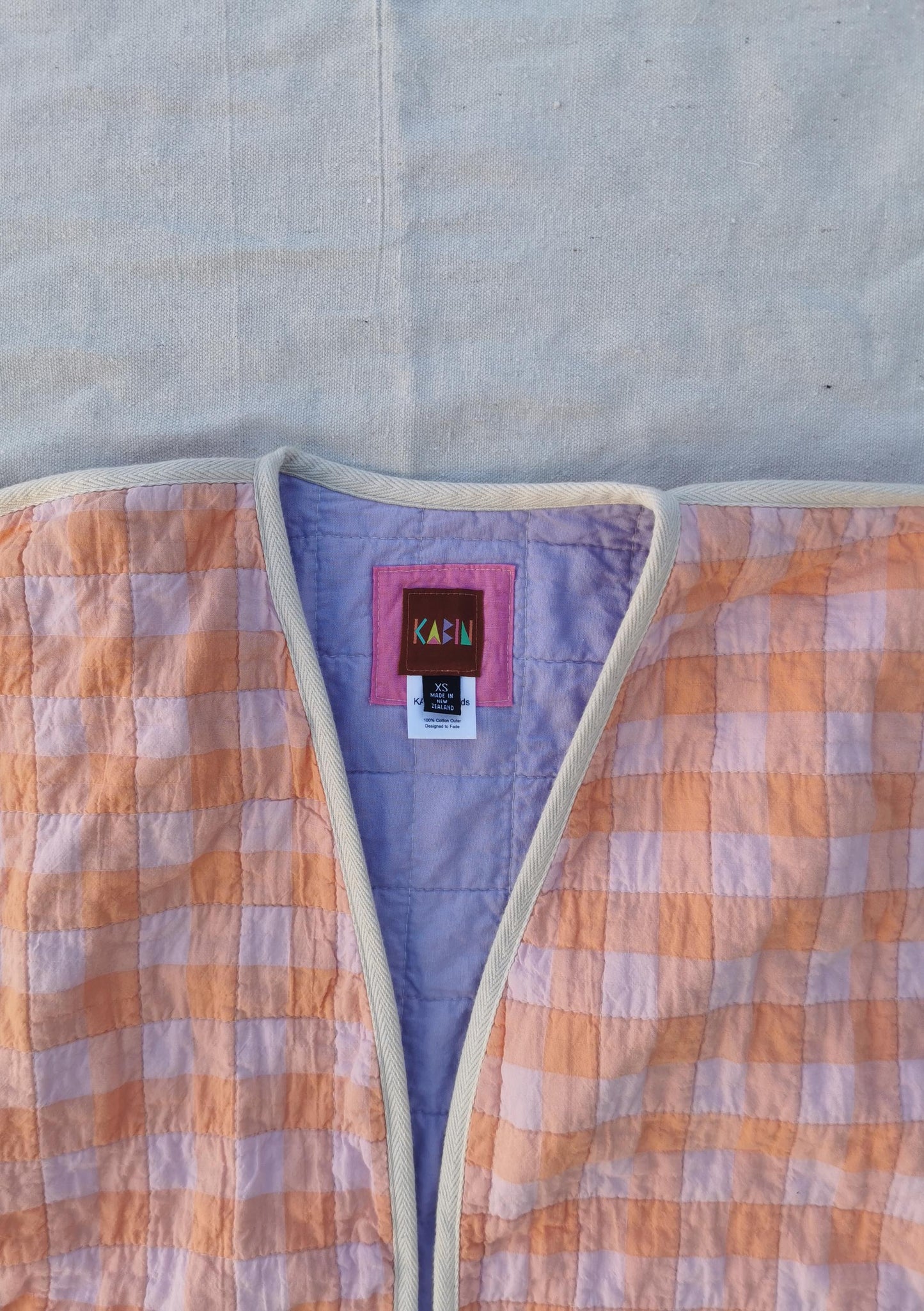 QUILT COAT - Size XS - Super Soft Gingham Seersucker with Lilac Lining