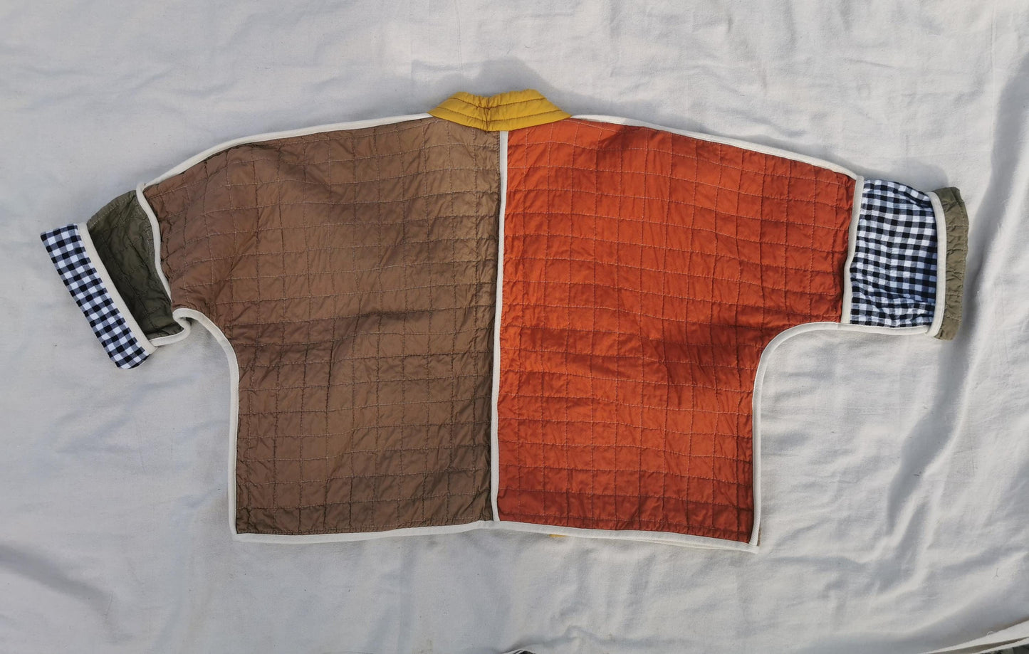 QUILTED JACKET - Size XL - Patchwork Colourblock