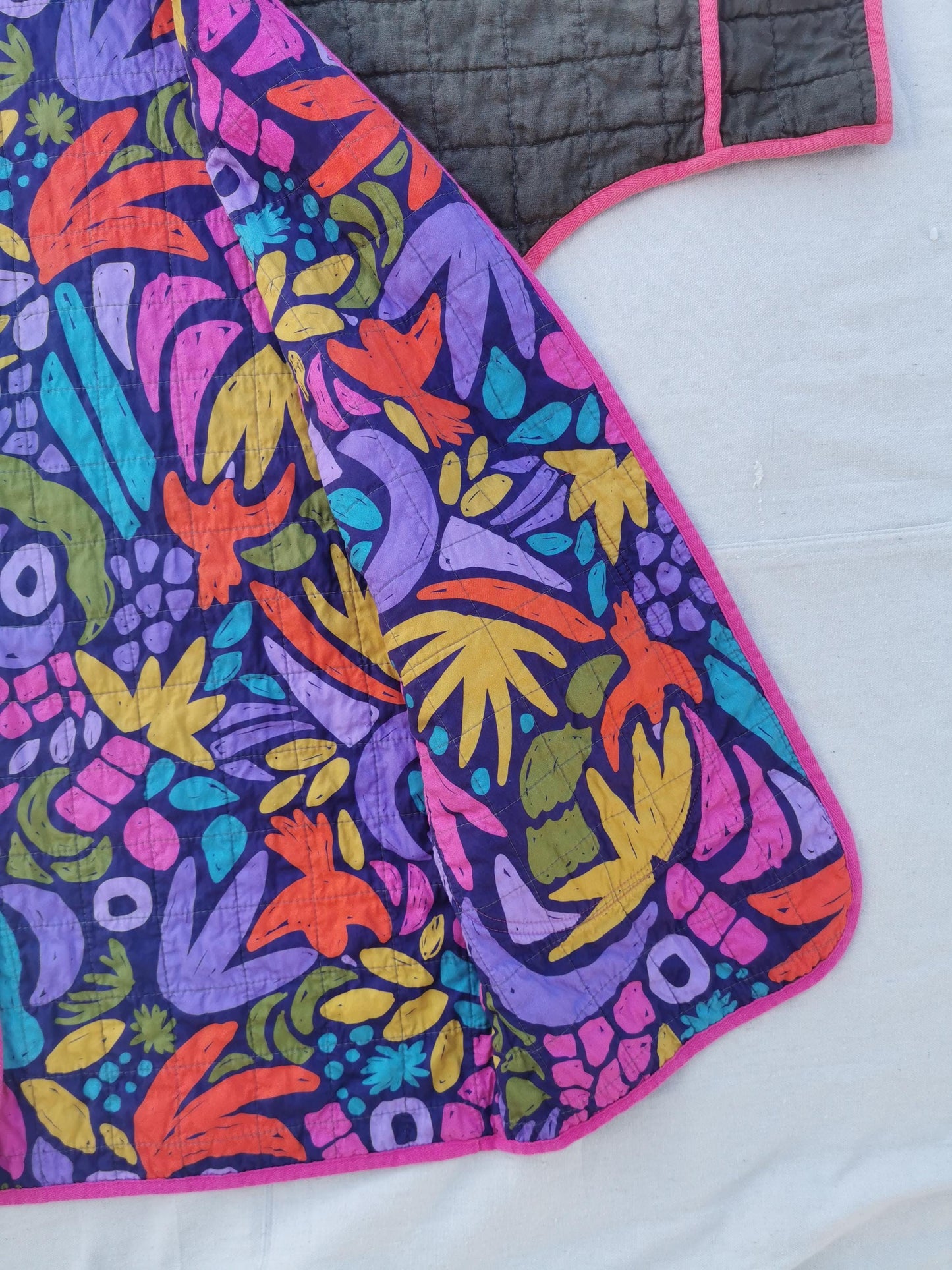 REVERSIBLE QUILT COAT - Size S-M - Quilted Linen with Ellie Whittaker Lining