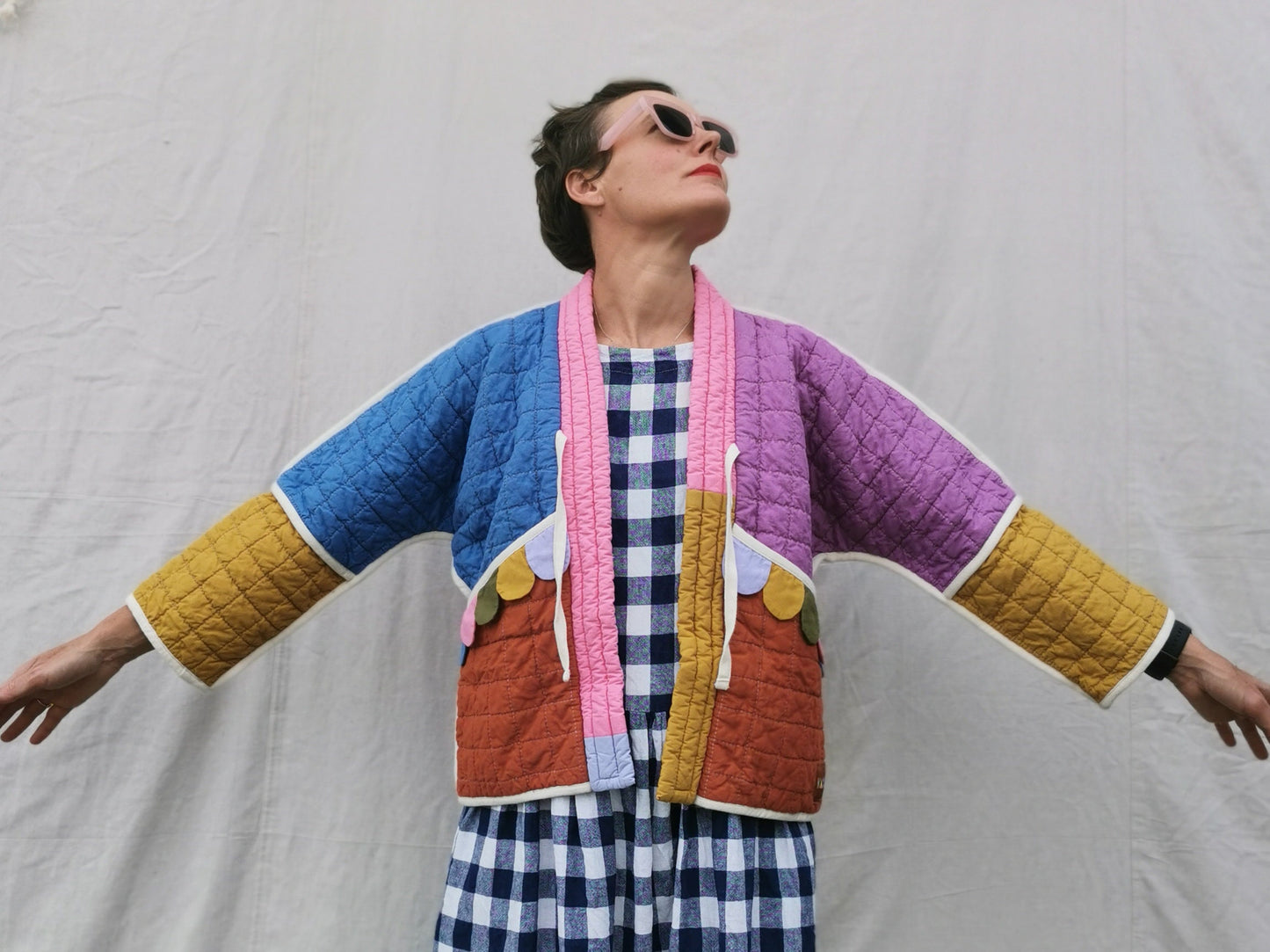 QUILTED JACKET - Size XS - Quilted Patchwork Colourblock