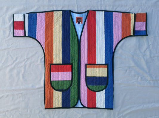 QUILT COAT - Size XS - Bold Stripes with Mini Stripe Lining