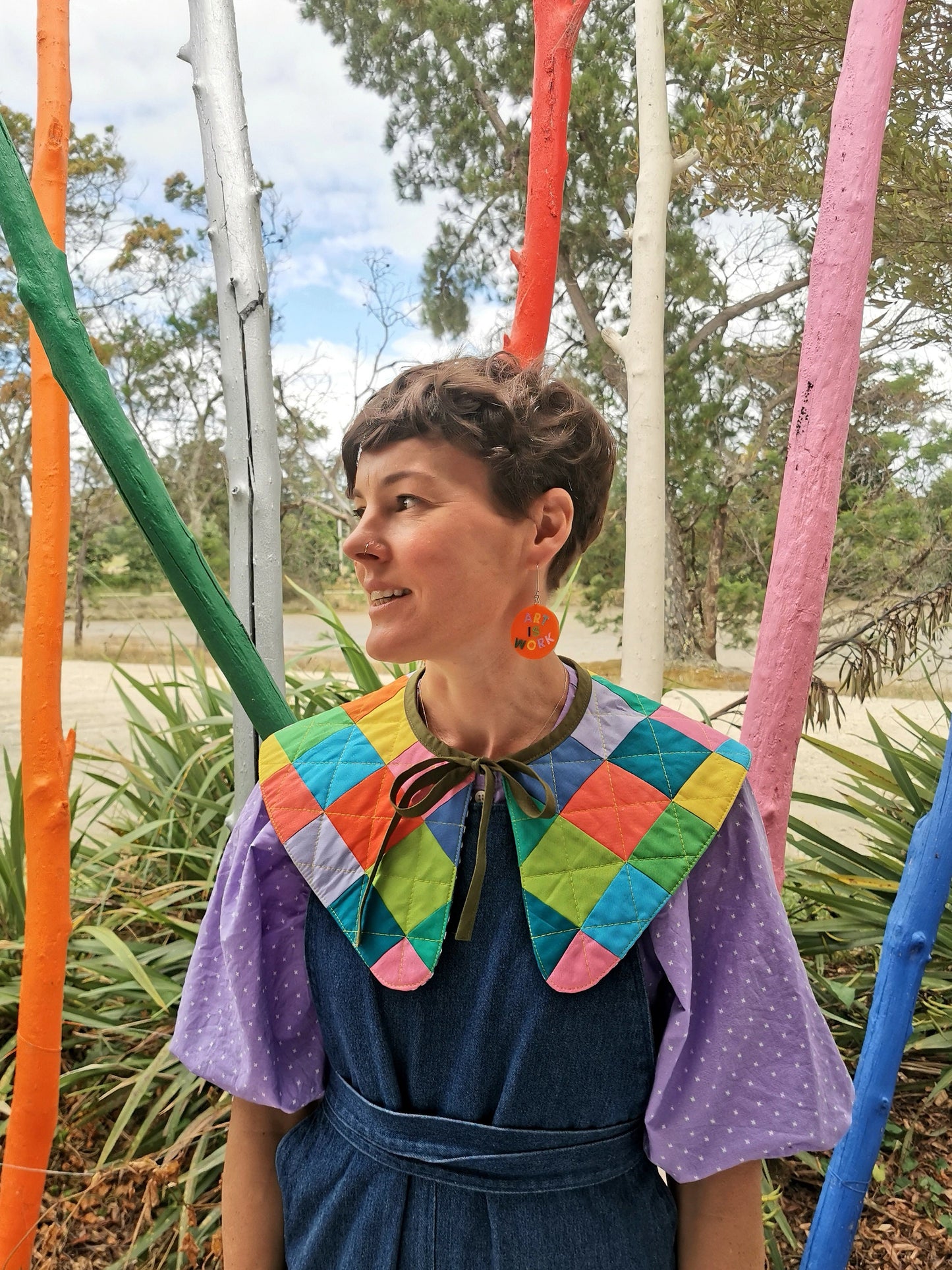PATCHWORK QUILT COLLAR - Reversible - One of a Kind