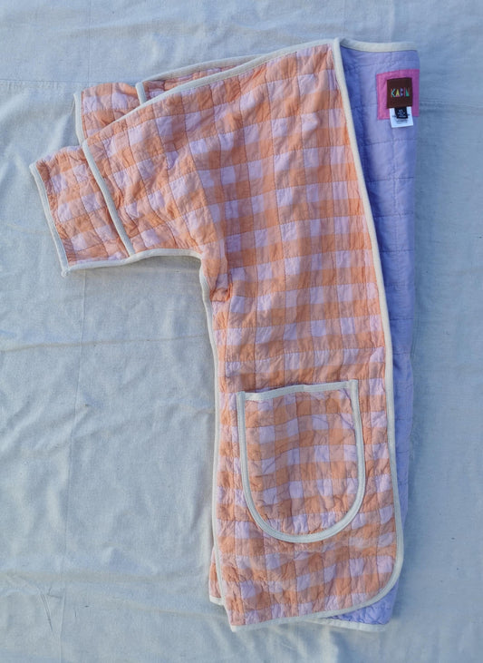QUILT COAT - Size XS - Super Soft Gingham Seersucker with Lilac Lining