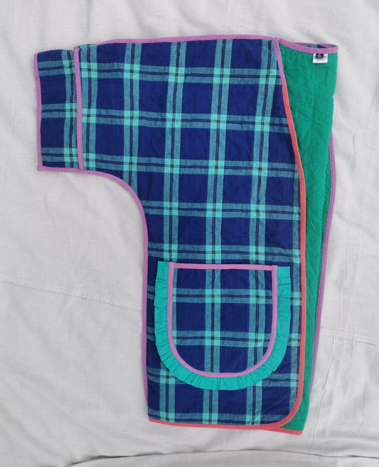 QUILT COAT - Size XL - Quilted Plaid with Pocket Ruffles