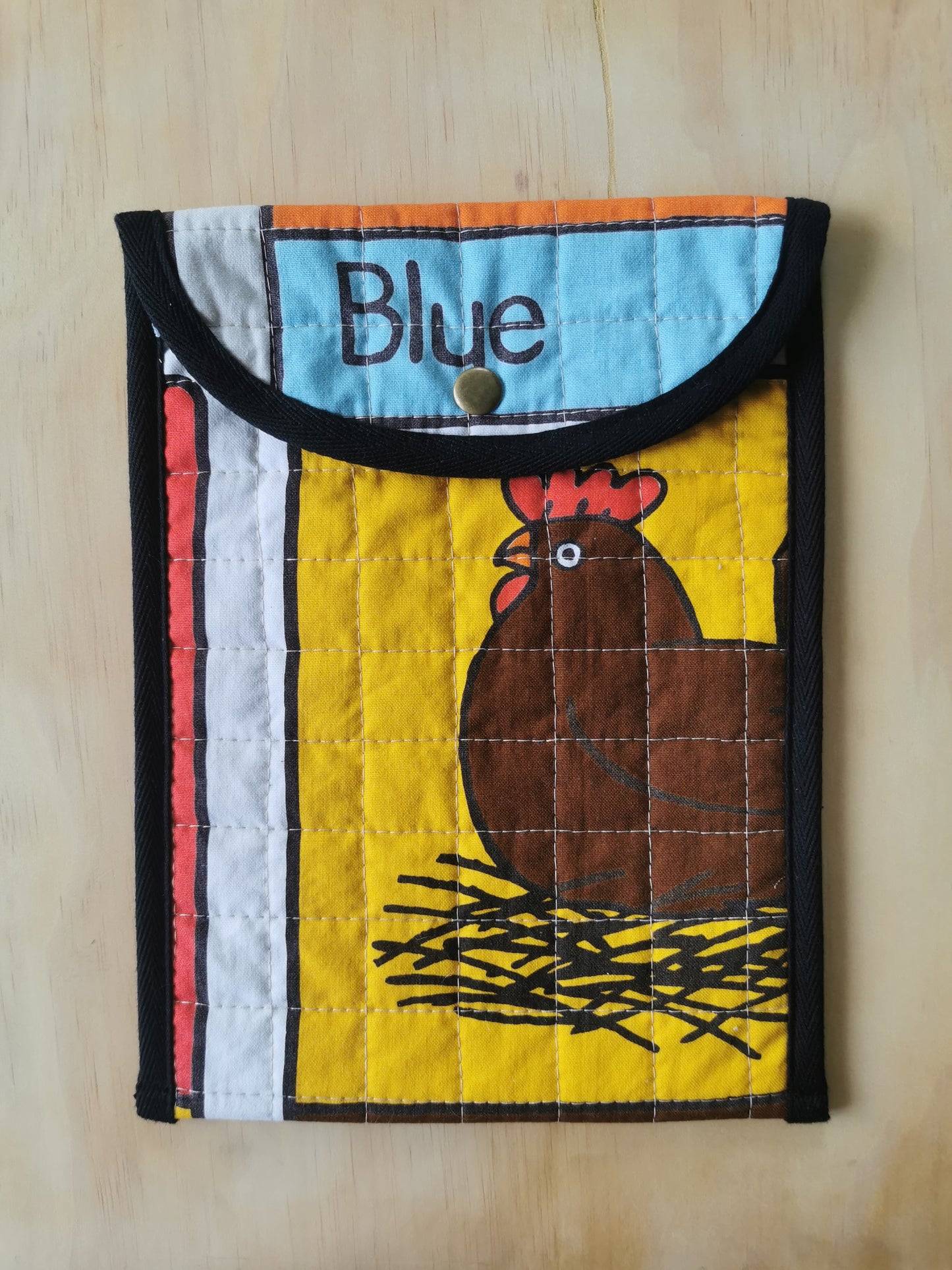 Quilted Tablet Pouch - Vintage Print (Chicken) - One of a Kind