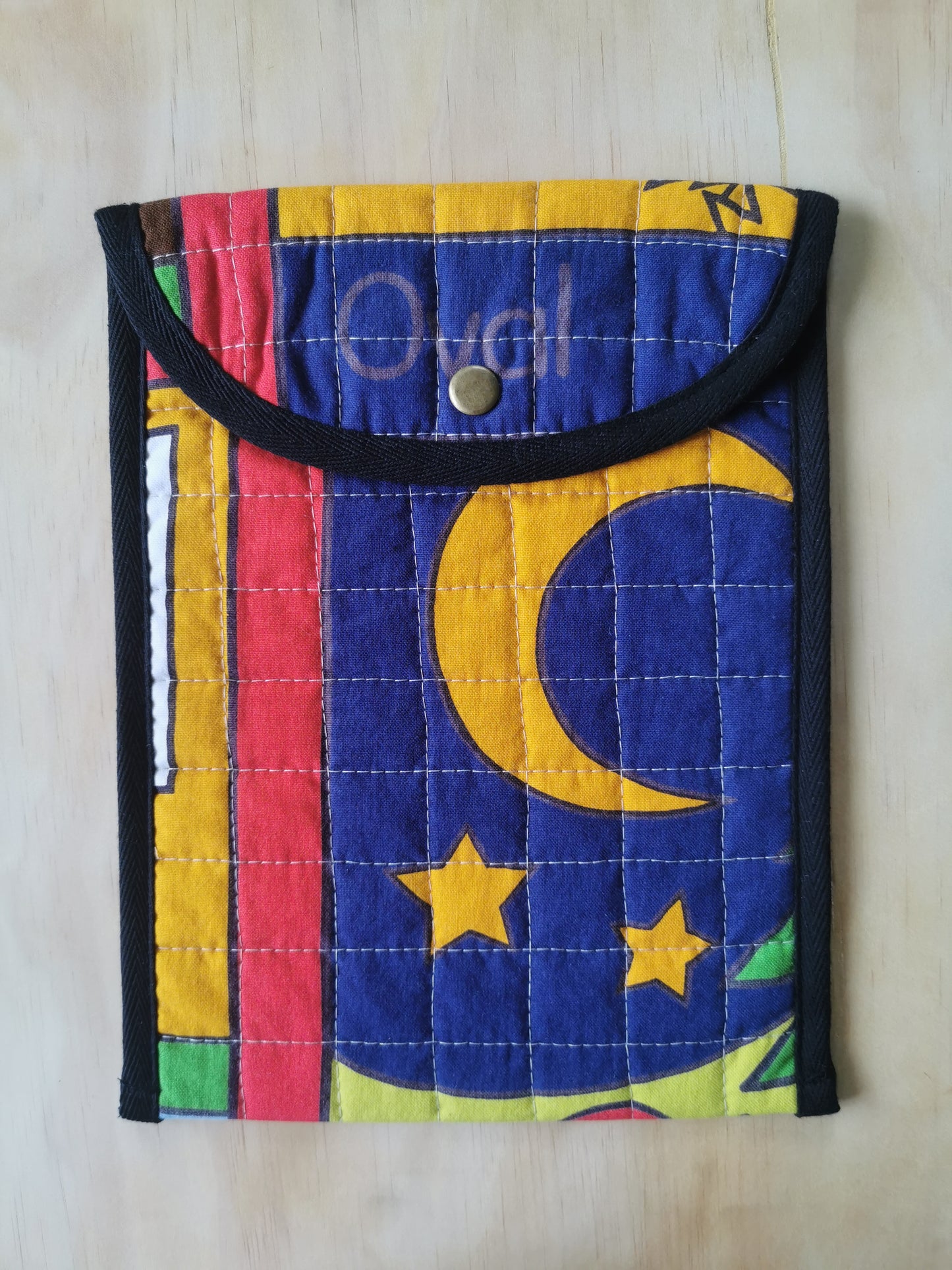 Quilted Tablet Pouch - Vintage Print (Moon and Stars) - One of a Kind