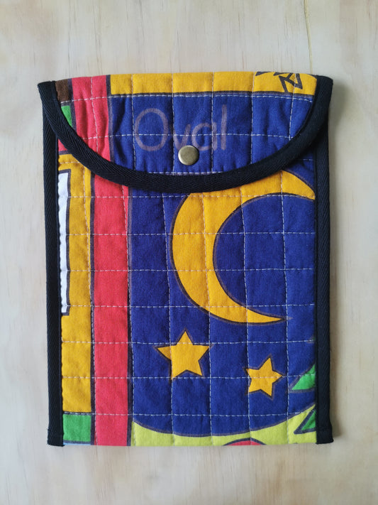 Quilted Tablet Pouch - Vintage Print (Moon and Stars) - One of a Kind