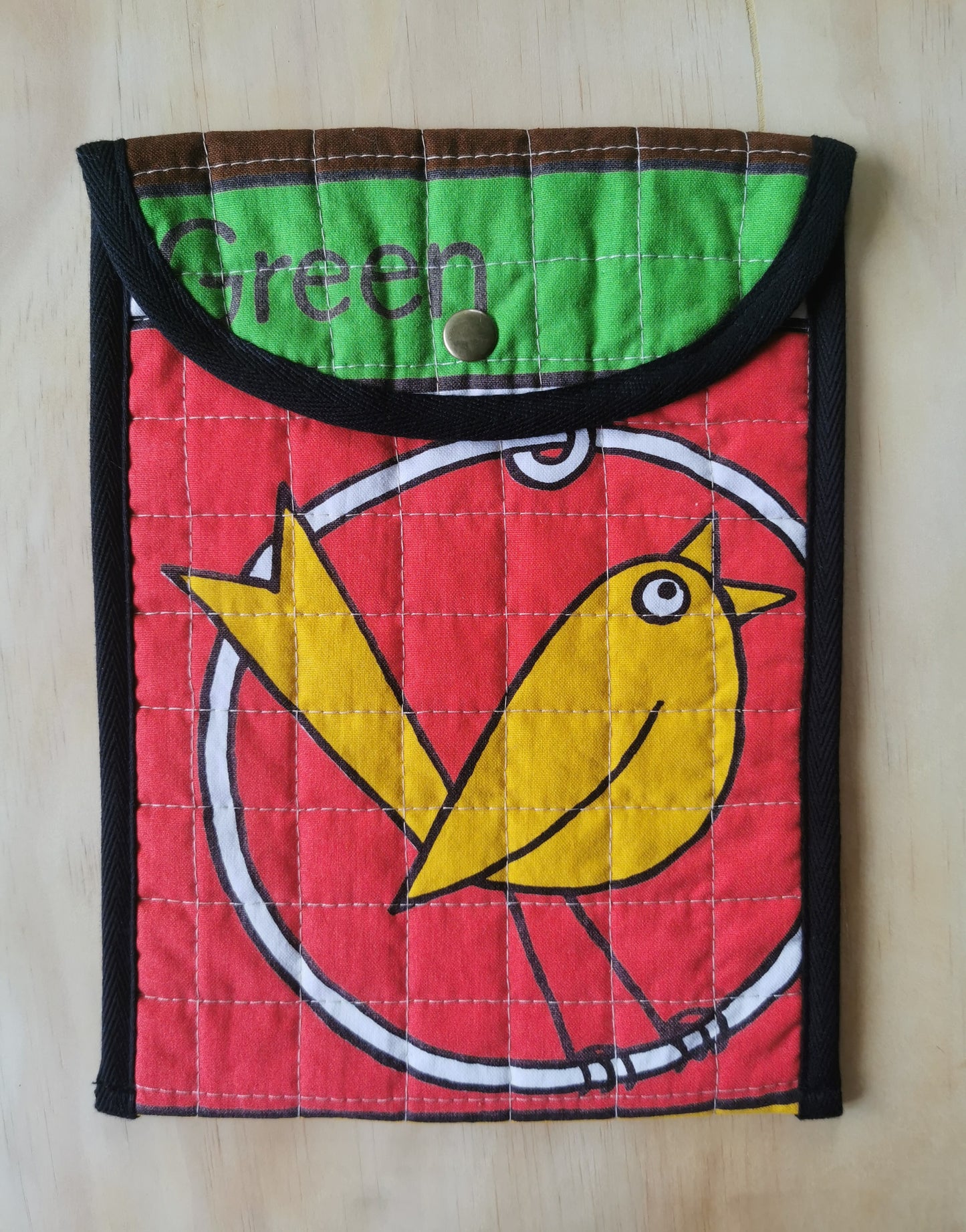 Quilted Tablet Pouch - Vintage Print (Bird) - One of a Kind