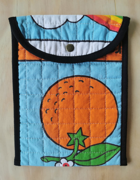 Quilted Tablet Pouch - Vintage Print (Orange) - One of a Kind
