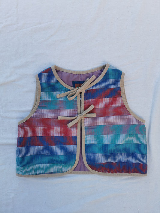 QUILTED VEST - Size XS - Natural Stripes