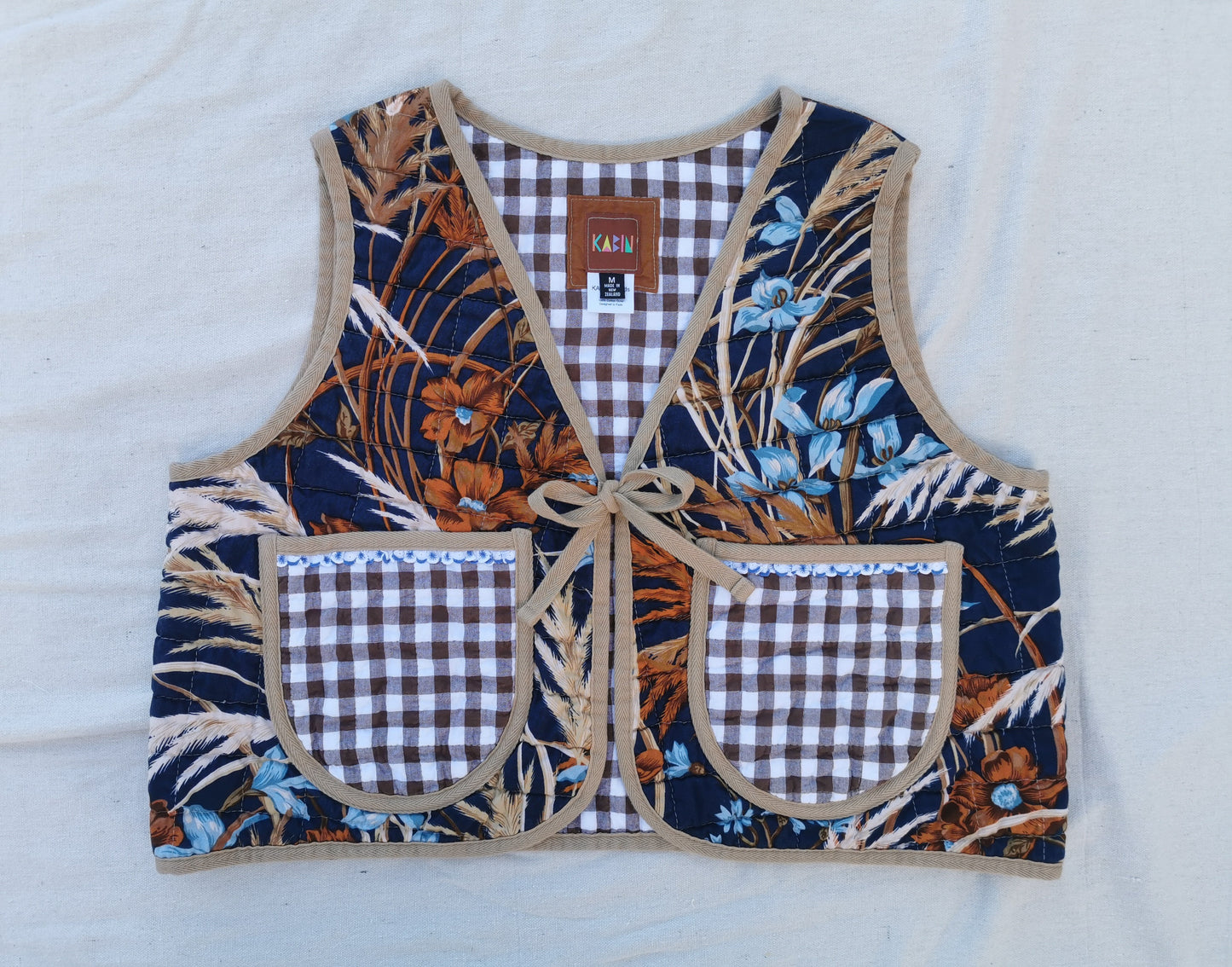 QUILTED VEST - Size M - Vintage Winter Grass