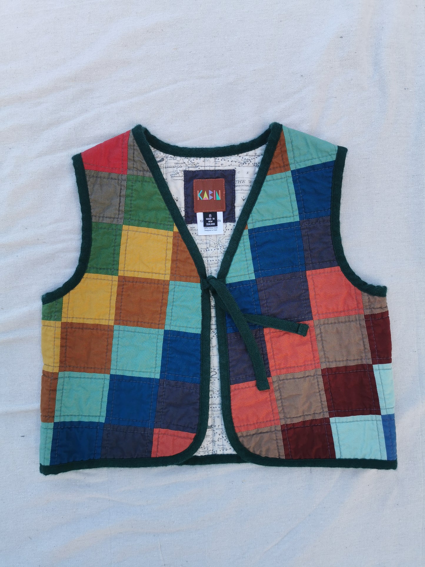 KIDS QUILTED VEST - Size 8 - Patchwork Travel