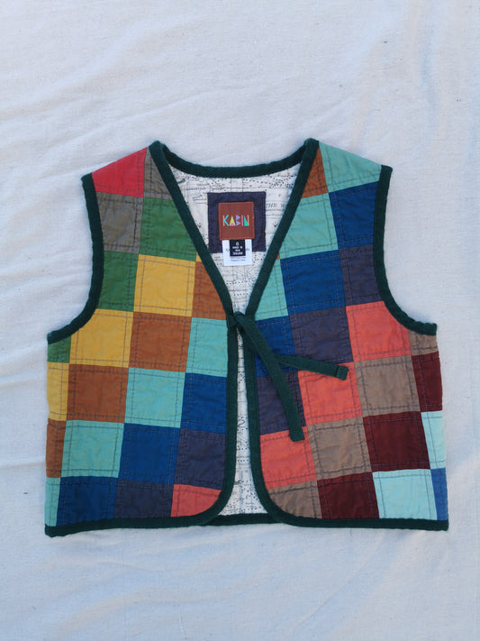 KIDS QUILTED VEST - Size 8 - Patchwork Travel