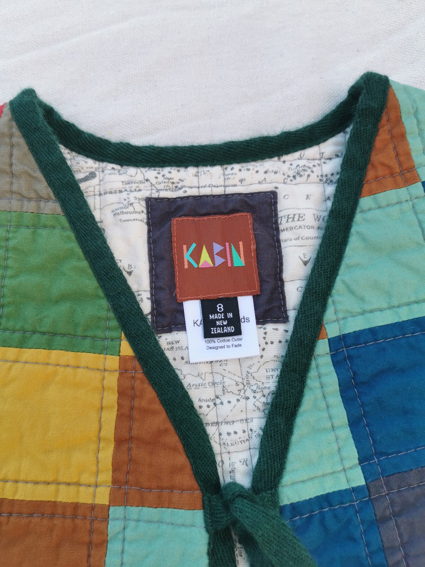 KIDS QUILTED VEST - Size 8 - Patchwork Travel