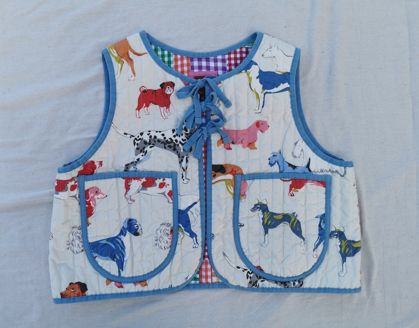 QUILTED VEST - Size L - Blue Dogs
