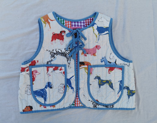 QUILTED VEST - Size L - Blue Dogs