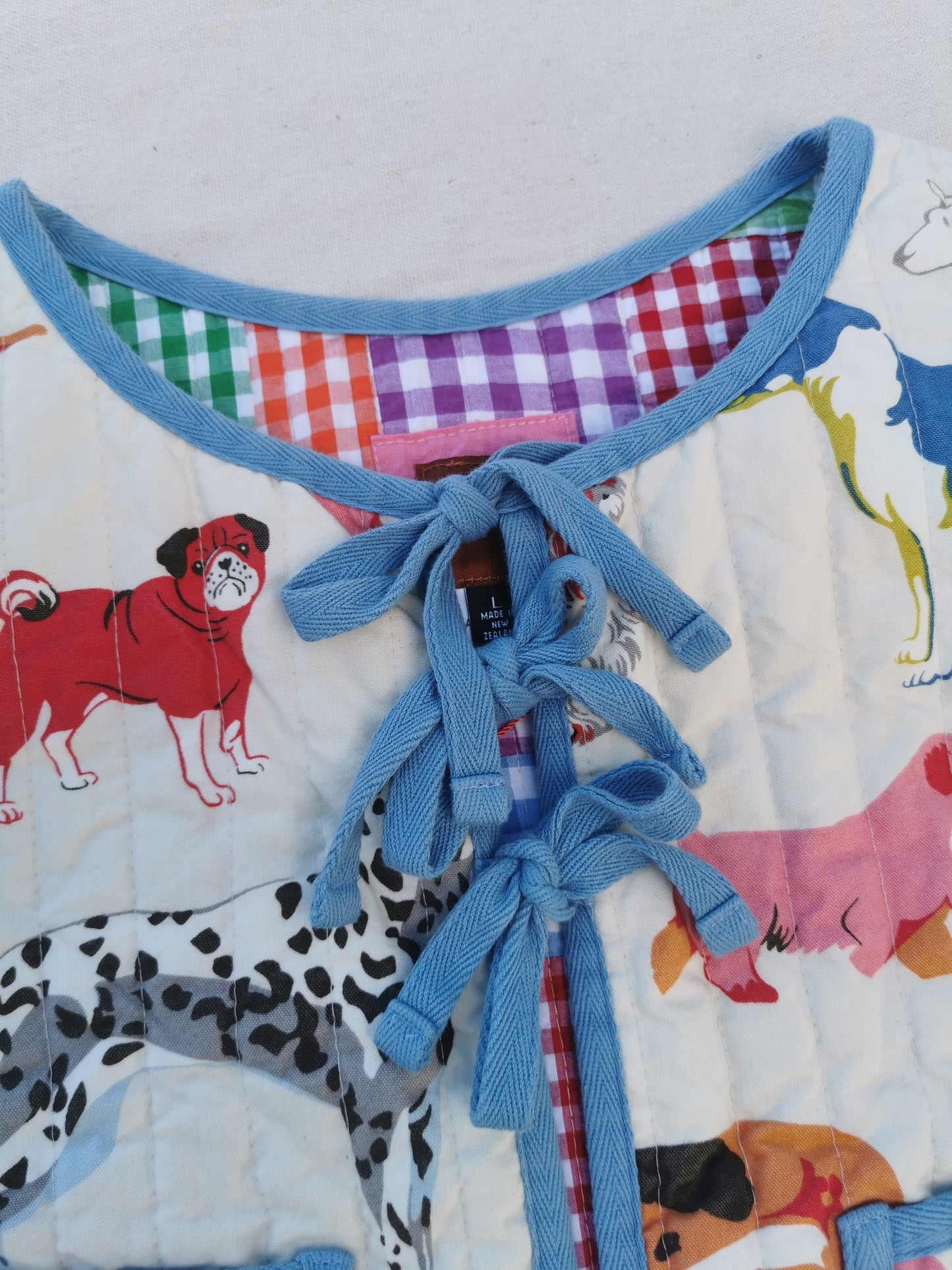 QUILTED VEST - Size L - Blue Dogs