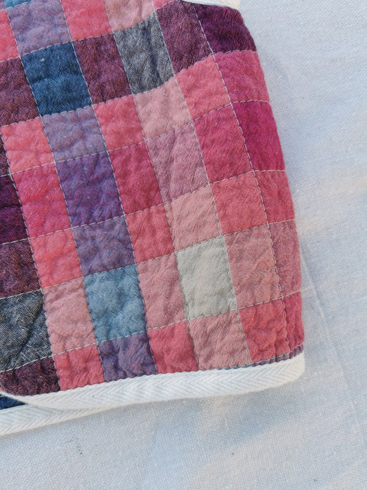 KIDS QUILTED VEST - Size 4 - Reversible Pink Check + Denim