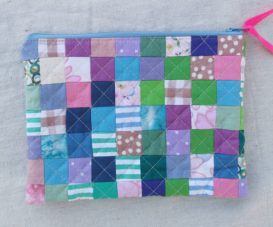 Quilted Patchwork Zipper Pouch - Mini Squares